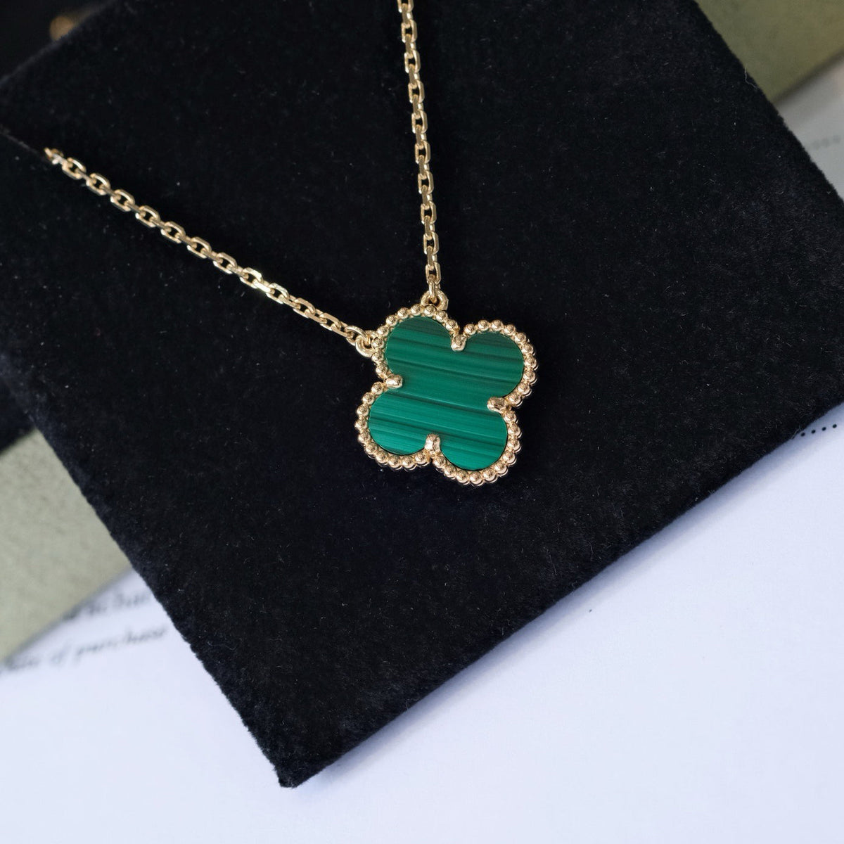 [⭐Haelin Jewelry]CLOVER 15MM MALACHITE SINGLE FLOWER  NECKLACE