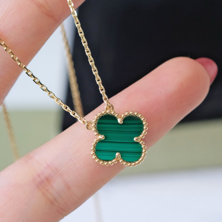 [⭐Haelin Jewelry]CLOVER 15MM MALACHITE SINGLE FLOWER  NECKLACE