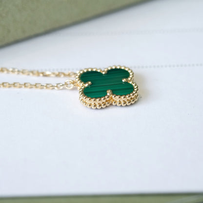 [⭐Haelin Jewelry]CLOVER 15MM MALACHITE SINGLE FLOWER  NECKLACE