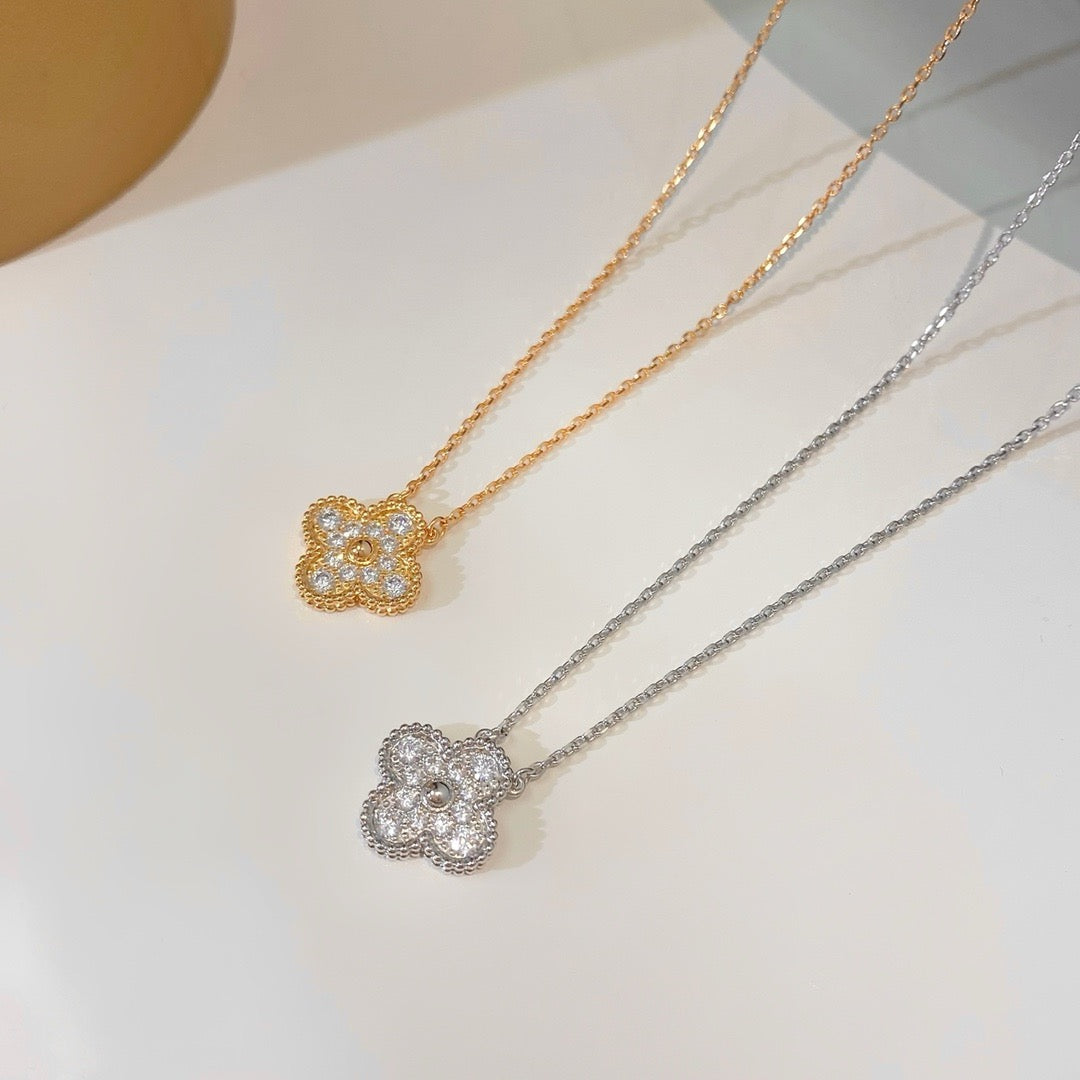 [⭐Haelin Jewelry]CLOVER 15MM DIAMOND SINGLE FLOWER NECKLACE
