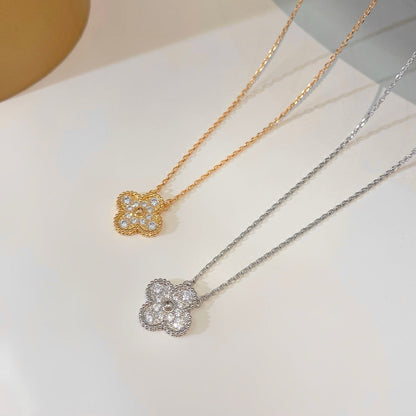 [⭐Haelin Jewelry]CLOVER 15MM DIAMOND SINGLE FLOWER NECKLACE