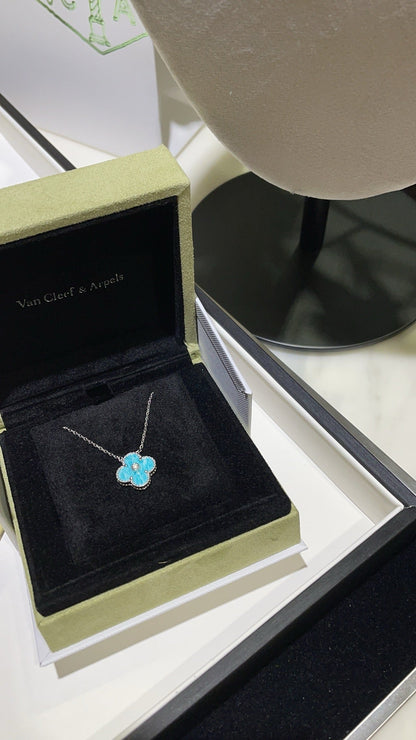 [⭐Haelin Jewelry]CLOVER 15MM DIAMOND SVRES PORCELAIN  NECKLACE SILVER