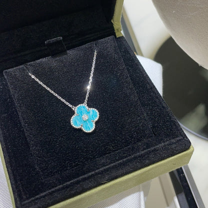 [⭐Haelin Jewelry]CLOVER 15MM DIAMOND SVRES PORCELAIN  NECKLACE SILVER