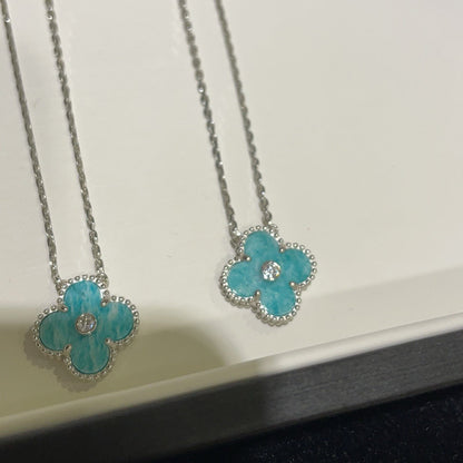 [⭐Haelin Jewelry]CLOVER 15MM DIAMOND SVRES PORCELAIN  NECKLACE SILVER