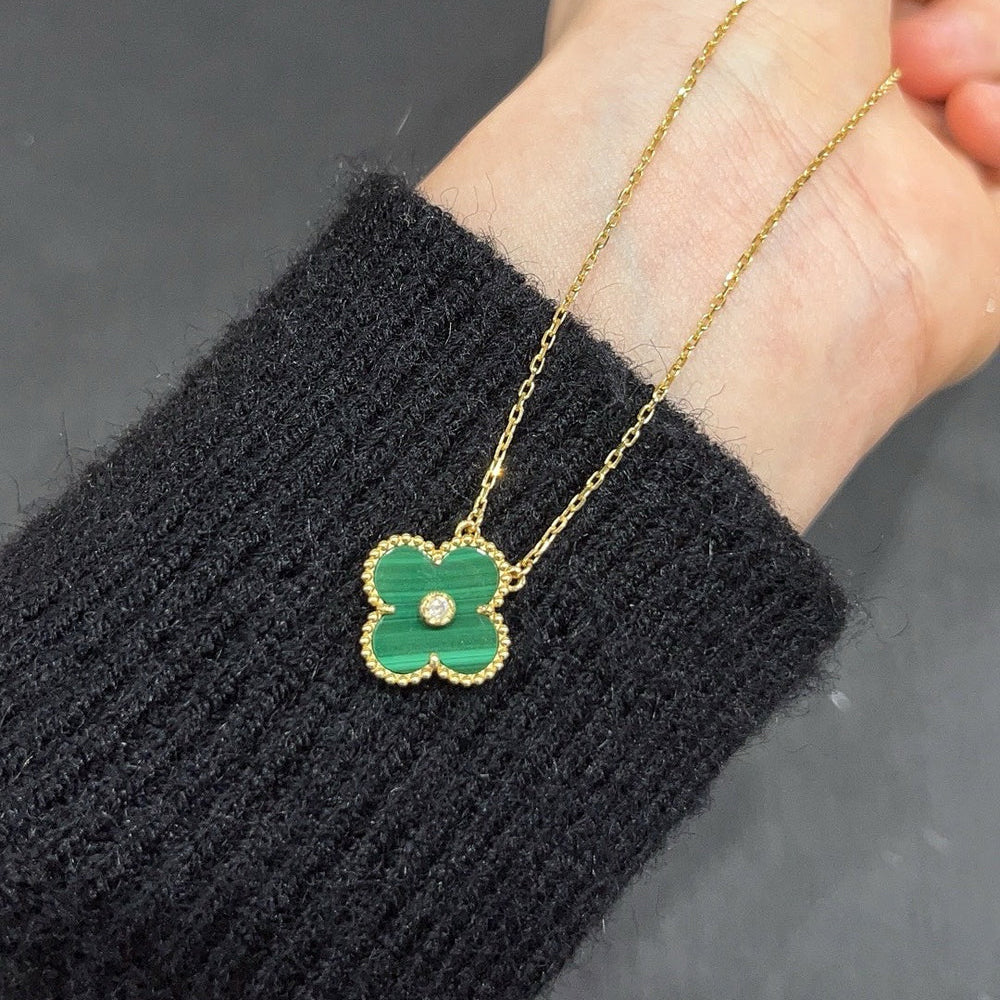 [⭐Haelin Jewelry]CLOVER 15MM DIAMOND TURQUOISE NECKLACE
