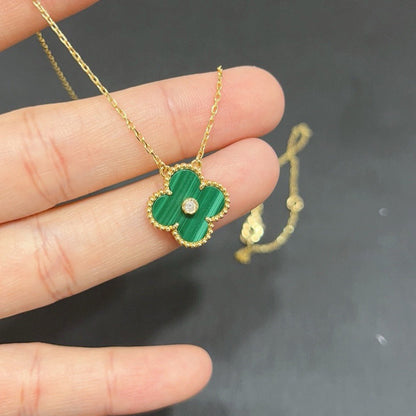 [⭐Haelin Jewelry]CLOVER 15MM DIAMOND TURQUOISE NECKLACE