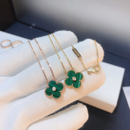 [⭐Haelin Jewelry]CLOVER 15MM DIAMOND TURQUOISE NECKLACE