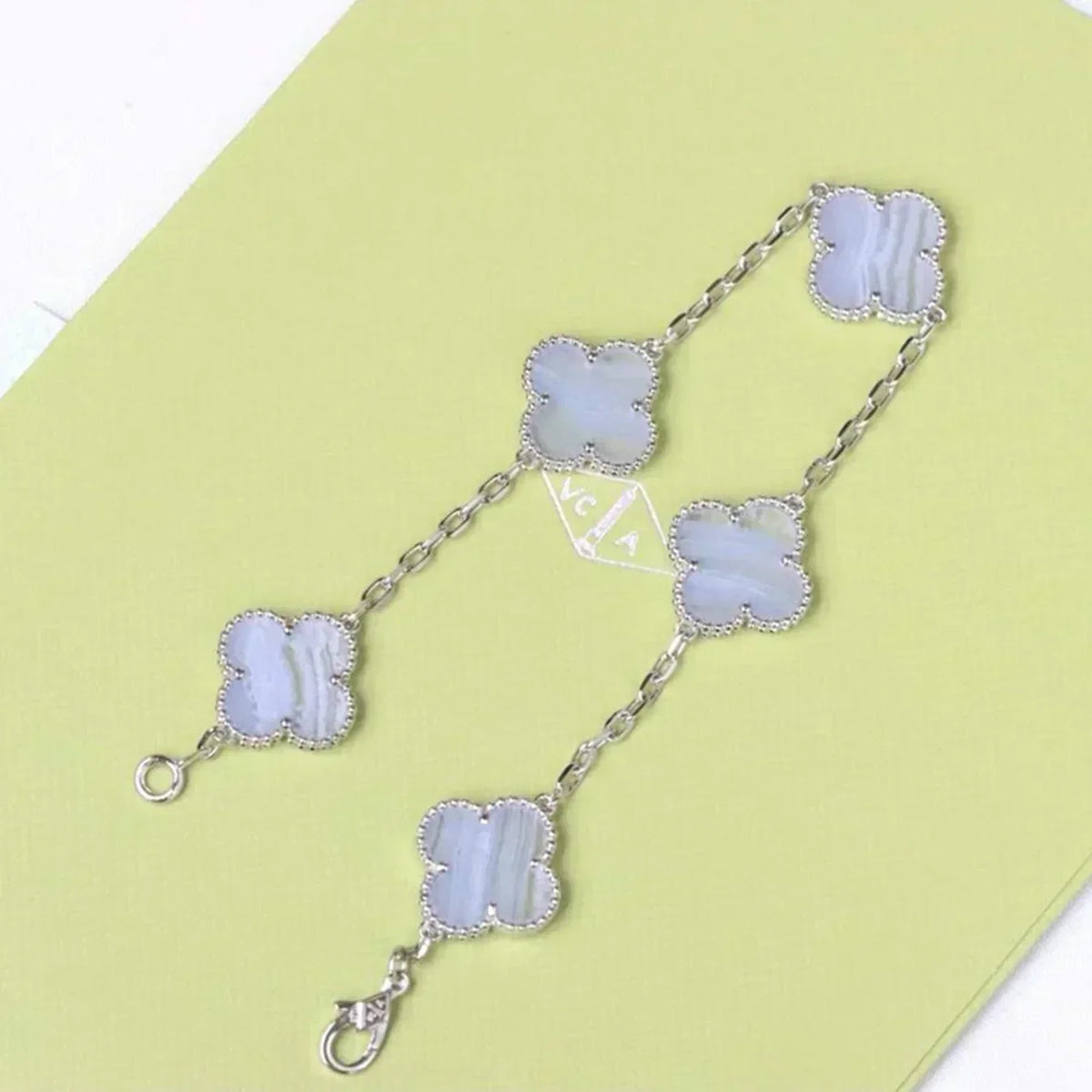 [⭐Haelin Jewelry] CLOVER 5 MOTIF PURPLE CHALCEDONY BRACELET COLLECTION