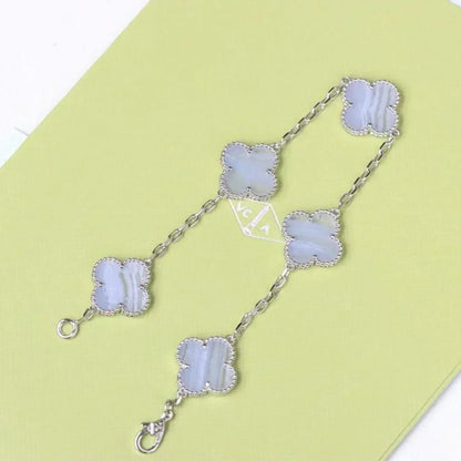 [⭐Haelin Jewelry] CLOVER 5 MOTIF PURPLE CHALCEDONY BRACELET COLLECTION