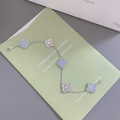 [⭐Haelin Jewelry] CLOVER 5 MOTIF PURPLE CHALCEDONY BRACELET COLLECTION