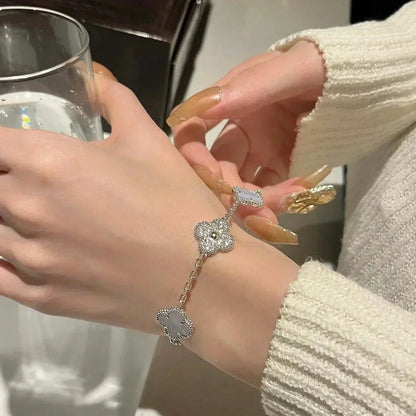 [⭐Haelin Jewelry] CLOVER 5 MOTIF PURPLE CHALCEDONY BRACELET COLLECTION
