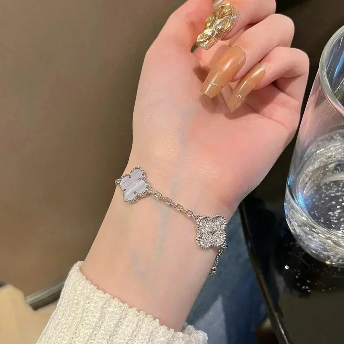 [⭐Haelin Jewelry] CLOVER 5 MOTIF PURPLE CHALCEDONY BRACELET COLLECTION