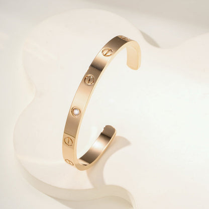 [⭐Haelin Jewelry]LOVE BRACELET 6.1MM 1 DIAMOND OPEN CUFF