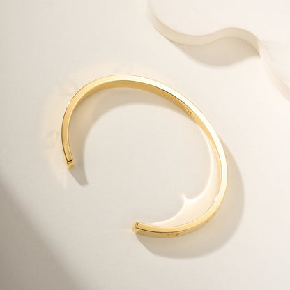 [⭐Haelin Jewelry]LOVE BRACELET 6.1MM 1 DIAMOND OPEN CUFF