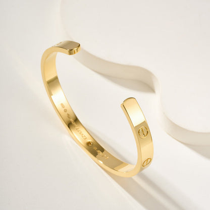 [⭐Haelin Jewelry]LOVE BRACELET 6.1MM 1 DIAMOND OPEN CUFF
