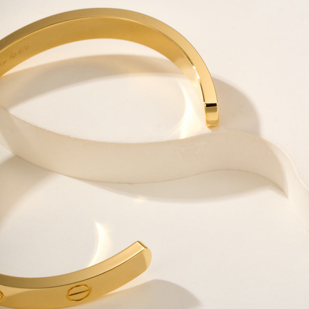 [⭐Haelin Jewelry]LOVE BRACELET 6.1MM 1 DIAMOND OPEN CUFF