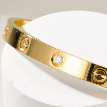 [⭐Haelin Jewelry]LOVE BRACELET 6.1MM 1 DIAMOND OPEN CUFF