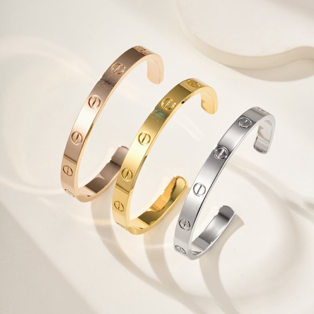 [⭐Haelin Jewelry]LOVE BRACELET 6.1MM OPEN CUFF