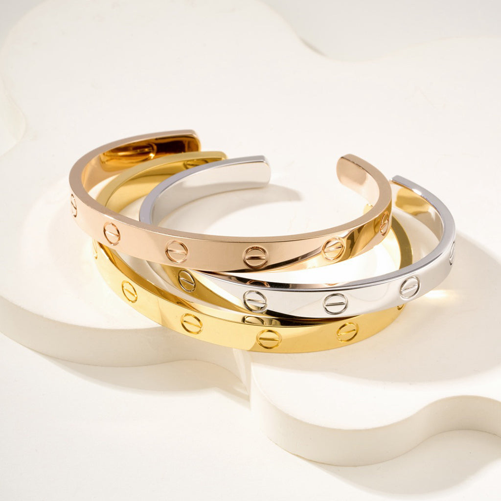 [⭐Haelin Jewelry]LOVE BRACELET 6.1MM OPEN CUFF