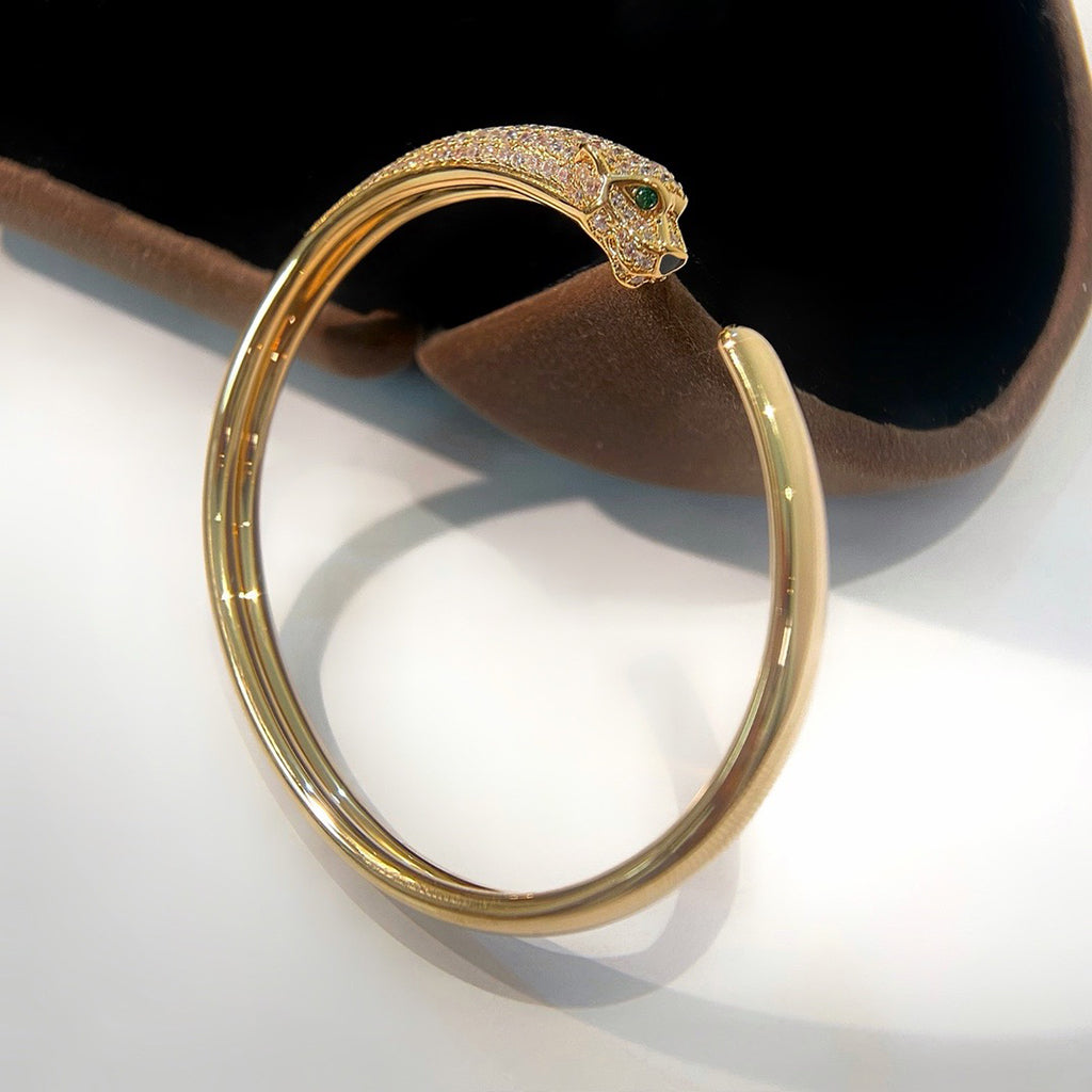 [⭐Haelin Jewelry]PANTHERE HALF DIAMOND OPEN BRACELET