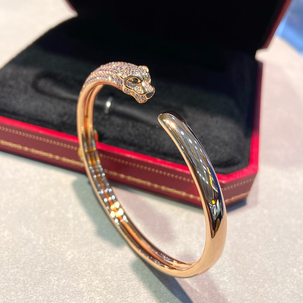 [⭐Haelin Jewelry]PANTHERE HALF DIAMOND OPEN BRACELET