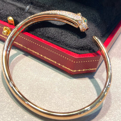 [⭐Haelin Jewelry]PANTHERE HALF DIAMOND OPEN BRACELET
