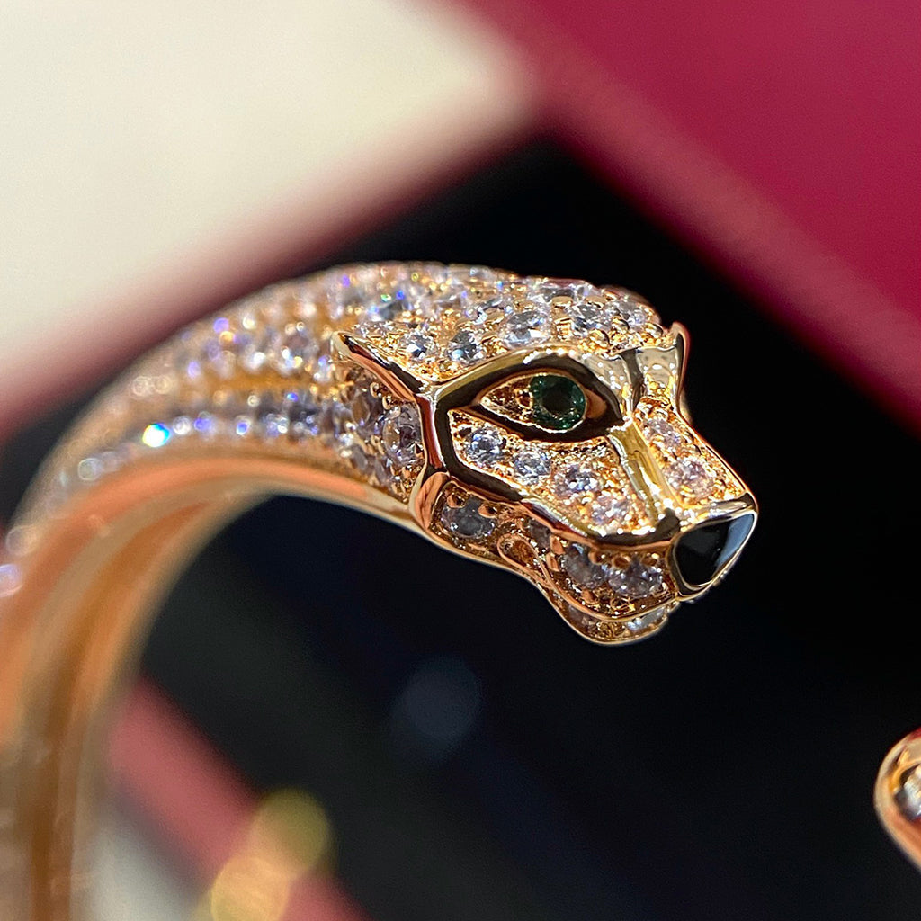 [⭐Haelin Jewelry]PANTHERE HALF DIAMOND OPEN BRACELET