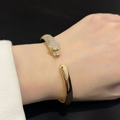 [⭐Haelin Jewelry]PANTHERE HALF DIAMOND OPEN BRACELET
