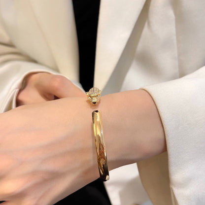 [⭐Haelin Jewelry]PANTHERE HALF DIAMOND OPEN BRACELET