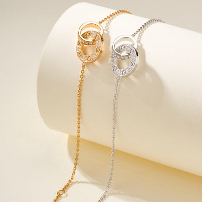 [⭐Haelin Jewelry]LOVE DOUBLE RING FULL DIAMOND BRACELET