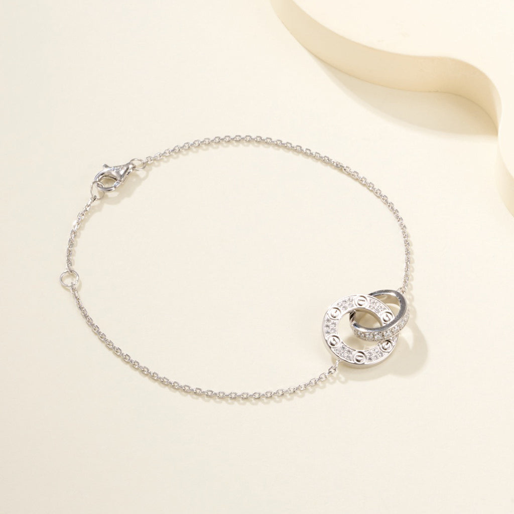 [⭐Haelin Jewelry]LOVE DOUBLE RING FULL DIAMOND BRACELET