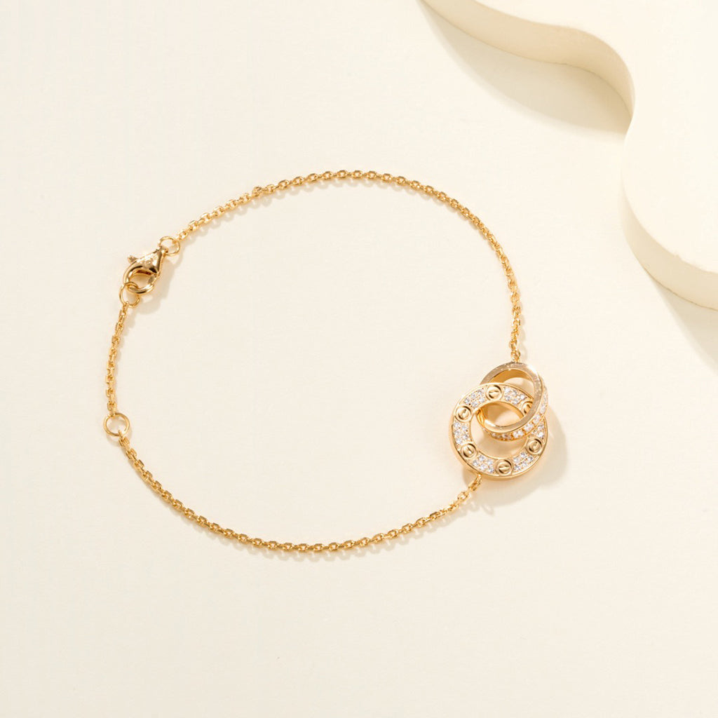 [⭐Haelin Jewelry]LOVE DOUBLE RING FULL DIAMOND BRACELET