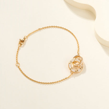 [⭐Haelin Jewelry]LOVE DOUBLE RING FULL DIAMOND BRACELET