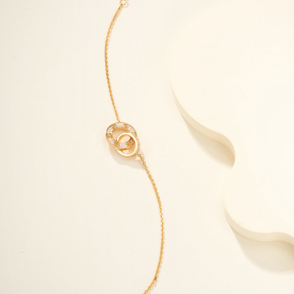 [⭐Haelin Jewelry]LOVE DOUBLE RING FULL DIAMOND BRACELET