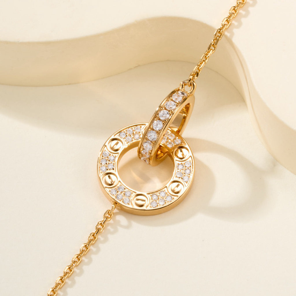 [⭐Haelin Jewelry]LOVE DOUBLE RING FULL DIAMOND BRACELET