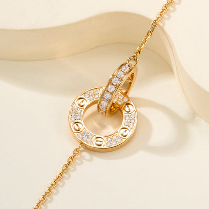 [⭐Haelin Jewelry]LOVE DOUBLE RING FULL DIAMOND BRACELET