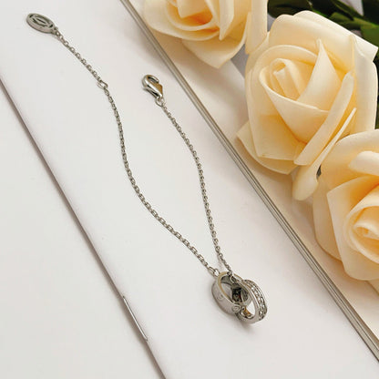 [⭐Haelin Jewelry]LOVE DOUBLE RING HALF DIAMOND BRACELET