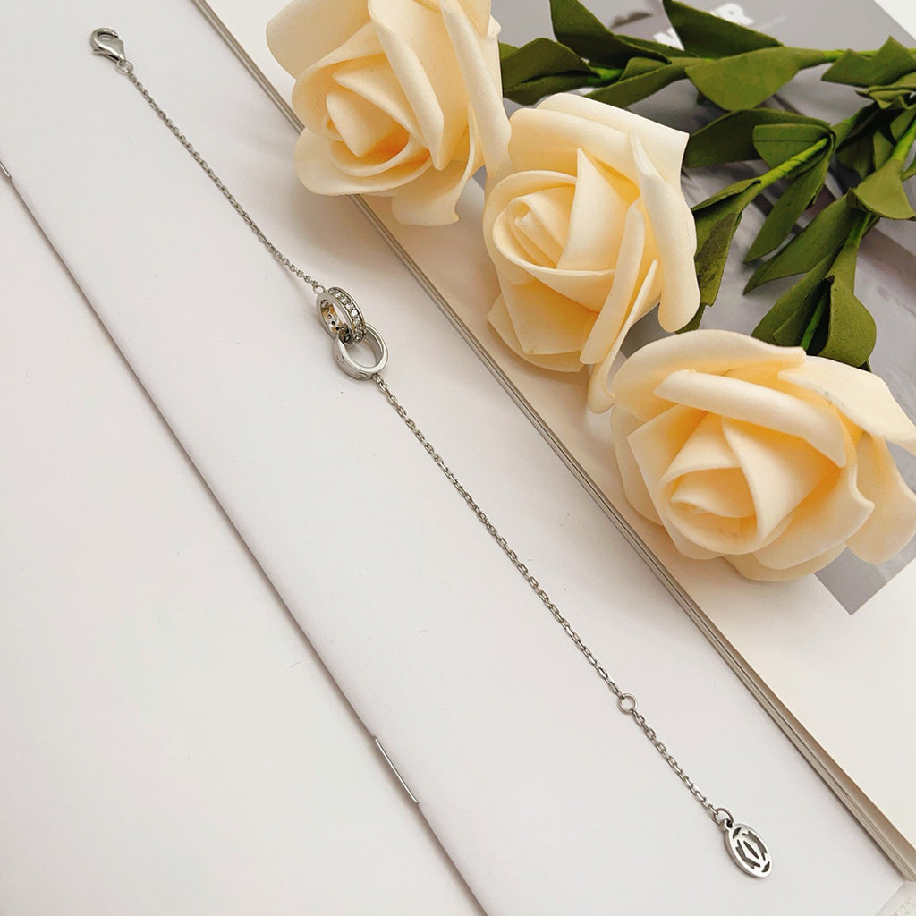 [⭐Haelin Jewelry]LOVE DOUBLE RING HALF DIAMOND BRACELET