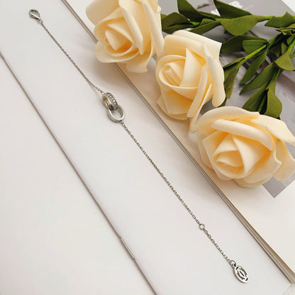 [⭐Haelin Jewelry]LOVE DOUBLE RING HALF DIAMOND BRACELET