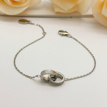 [⭐Haelin Jewelry]LOVE DOUBLE RING HALF DIAMOND BRACELET