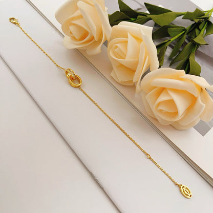[⭐Haelin Jewelry]LOVE DOUBLE RING HALF DIAMOND BRACELET