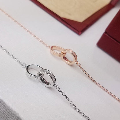[⭐Haelin Jewelry]LOVE DOUBLE RING HALF DIAMOND BRACELET