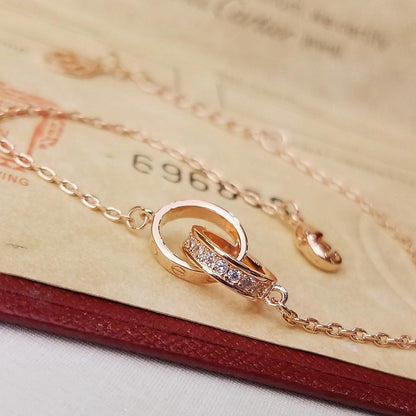 [⭐Haelin Jewelry]LOVE DOUBLE RING HALF DIAMOND BRACELET
