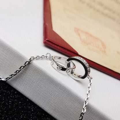 [⭐Haelin Jewelry]LOVE DOUBLE RING HALF DIAMOND BRACELET