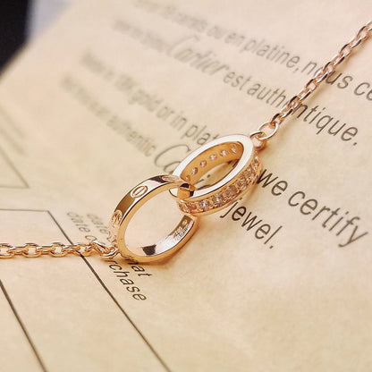 [⭐Haelin Jewelry]LOVE DOUBLE RING HALF DIAMOND BRACELET