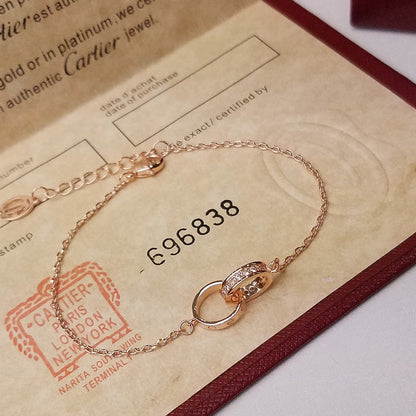[⭐Haelin Jewelry]LOVE DOUBLE RING HALF DIAMOND BRACELET