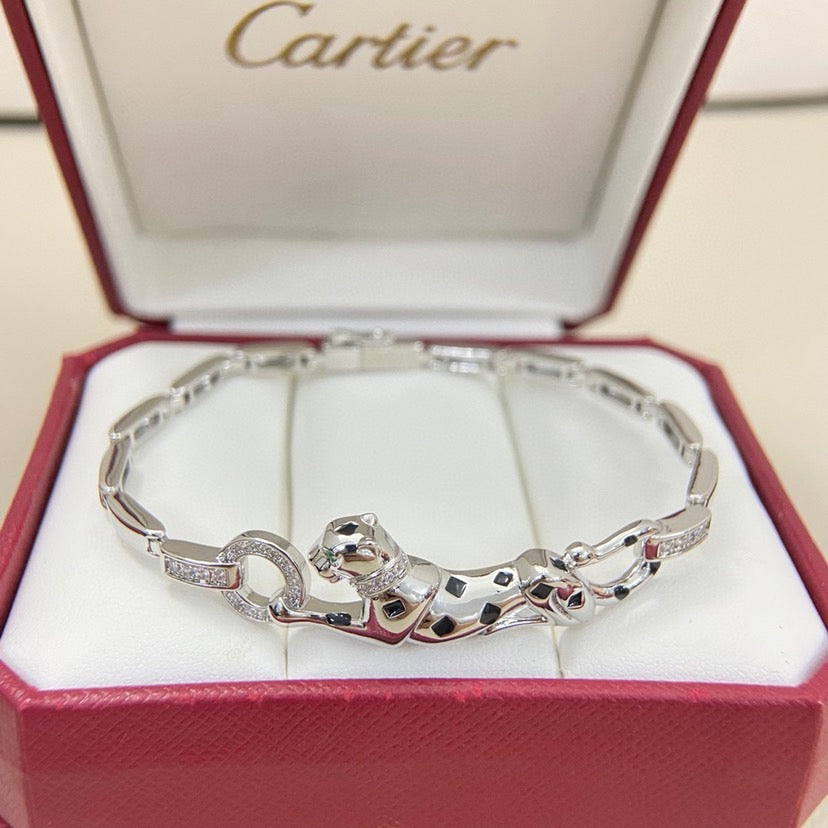 [⭐Haelin Jewelry]PANTHERE HALF DIAMOND ON CHAIN BRACELET