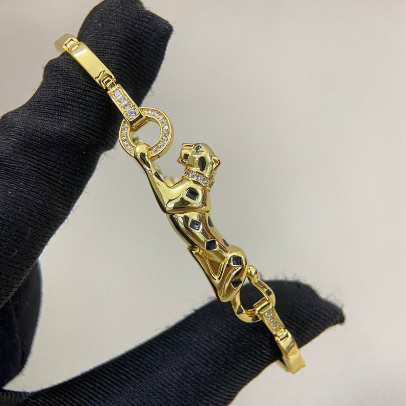 [⭐Haelin Jewelry]PANTHERE HALF DIAMOND ON CHAIN BRACELET