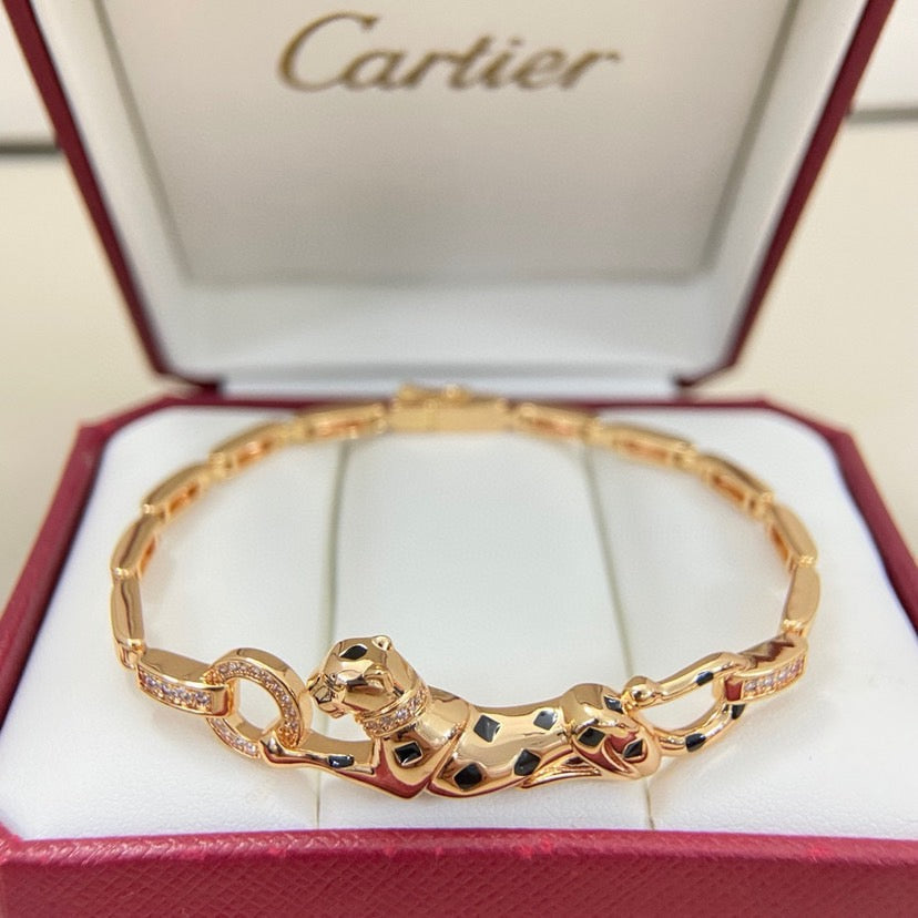 [⭐Haelin Jewelry]PANTHERE HALF DIAMOND ON CHAIN BRACELET