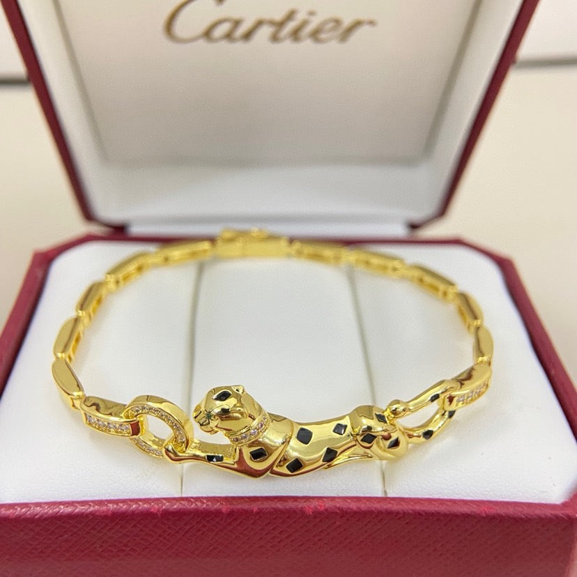 [⭐Haelin Jewelry]PANTHERE HALF DIAMOND ON CHAIN BRACELET